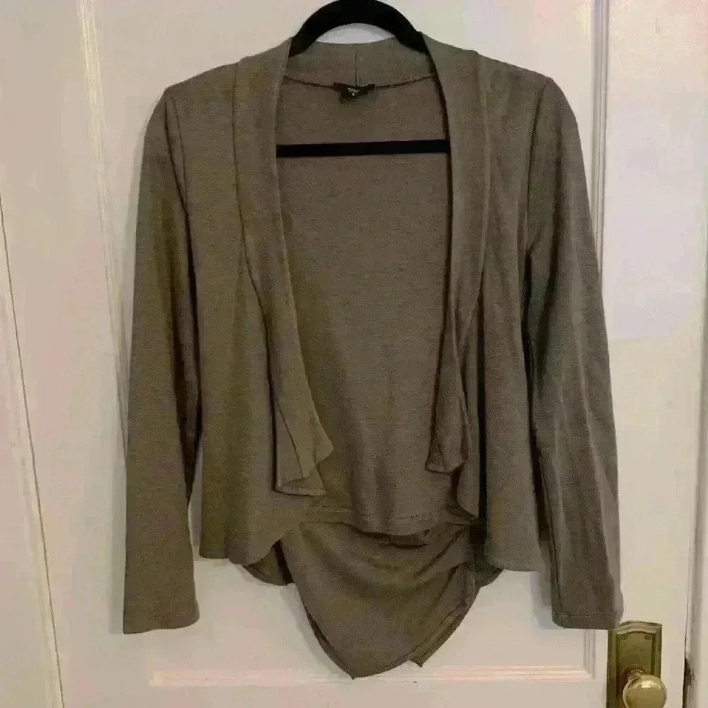 Ronen Chen crisscross drape back cardigan, color mocha, Women’s size 1 (small)
